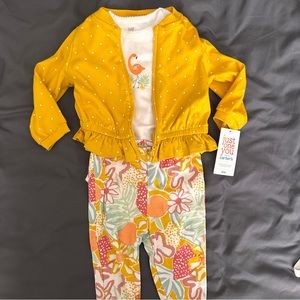 NWT Carters Flamingo Matching 3pc Set | Onesie | Floral | 6-9 Months | 6M